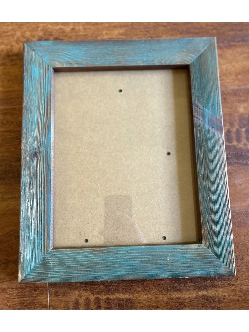 Rustic Wooden Picture Frame with Blue-Green Finish